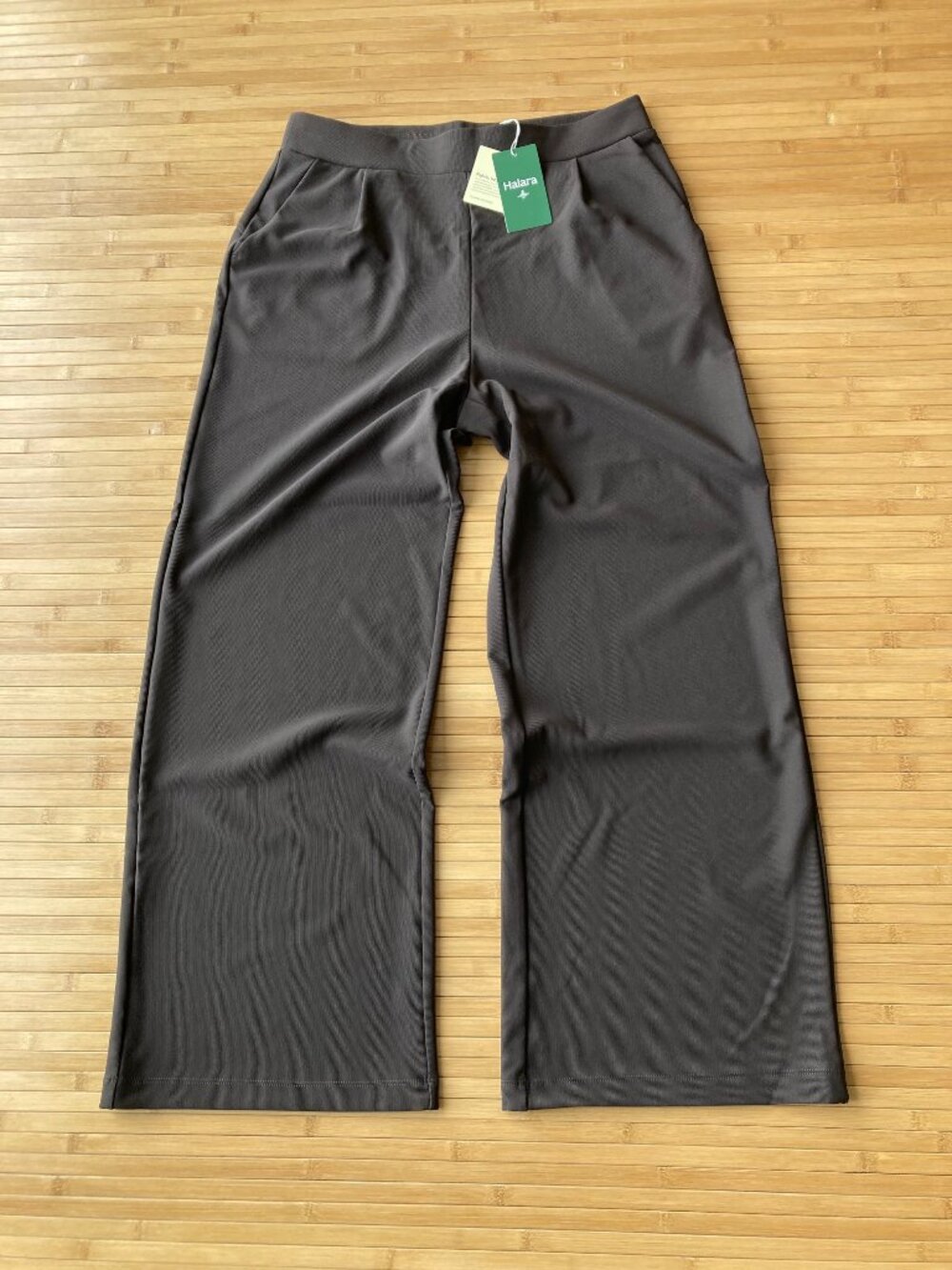 Halara Flex Wide Leg Micro Waffle Work Pants Womens Large L Dark Brown NWT